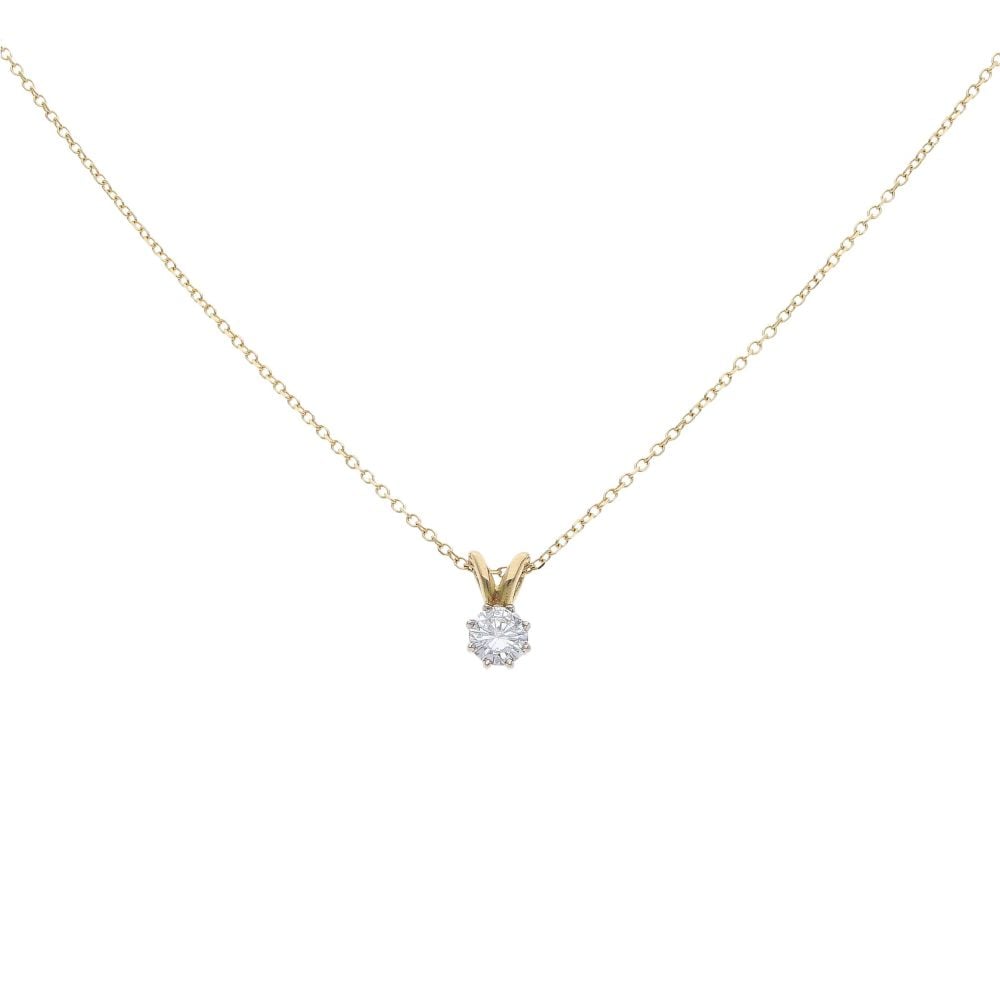 18ct Yellow Gold 0.33ct Brilliant Cut Diamond Solitaire Pendant and Chain 18"