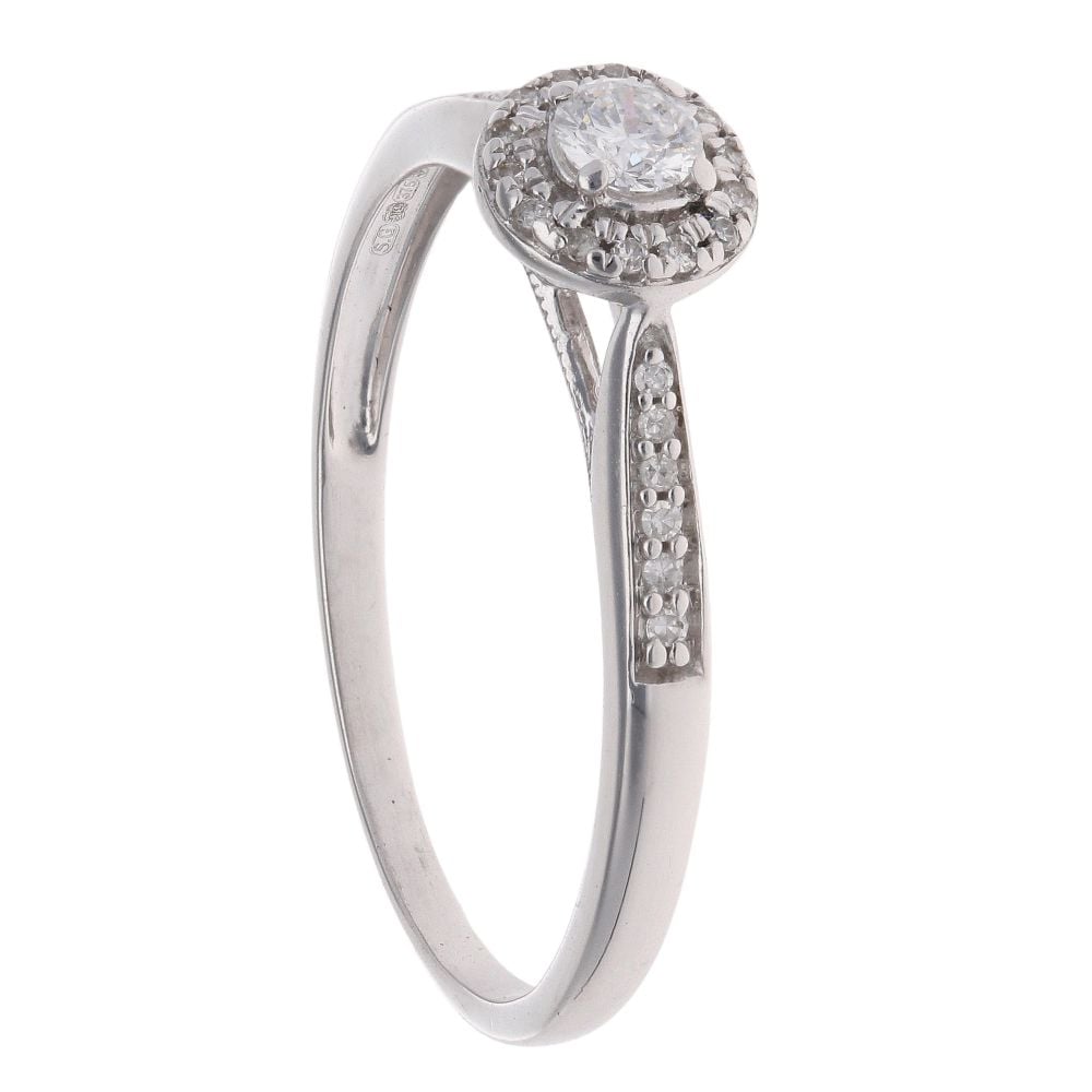 9ct White Gold 0.30ct Brilliant Cut Diamond Cluster Ring