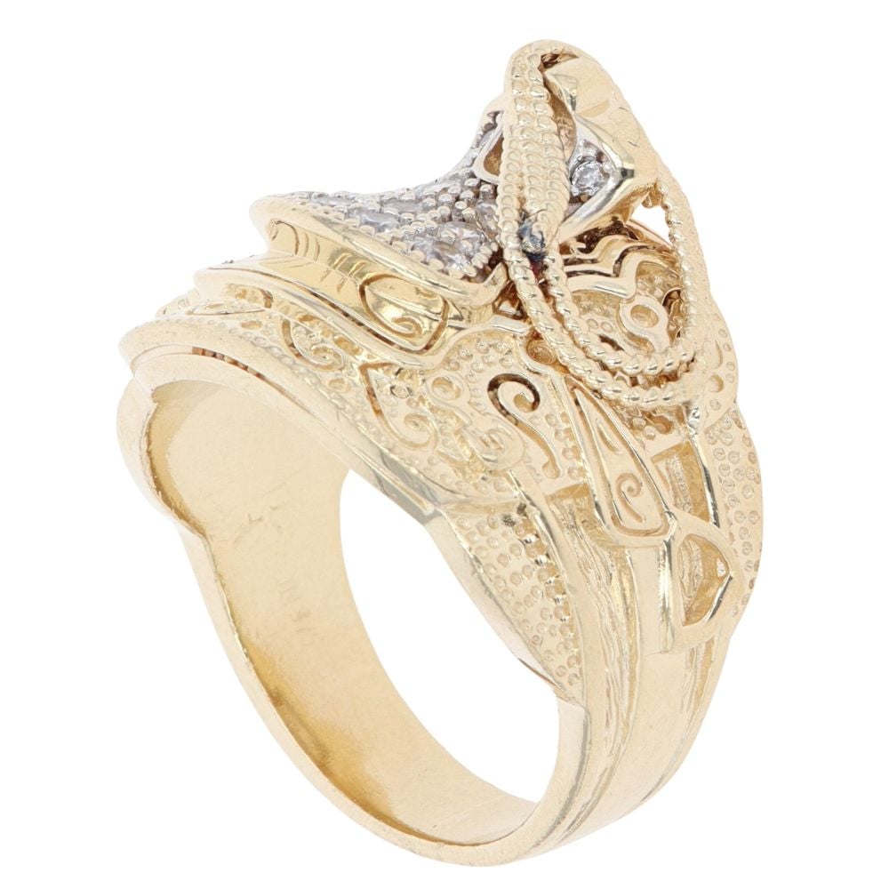 9ct Yellow Gold Cubic Zirconia Saddle Ring