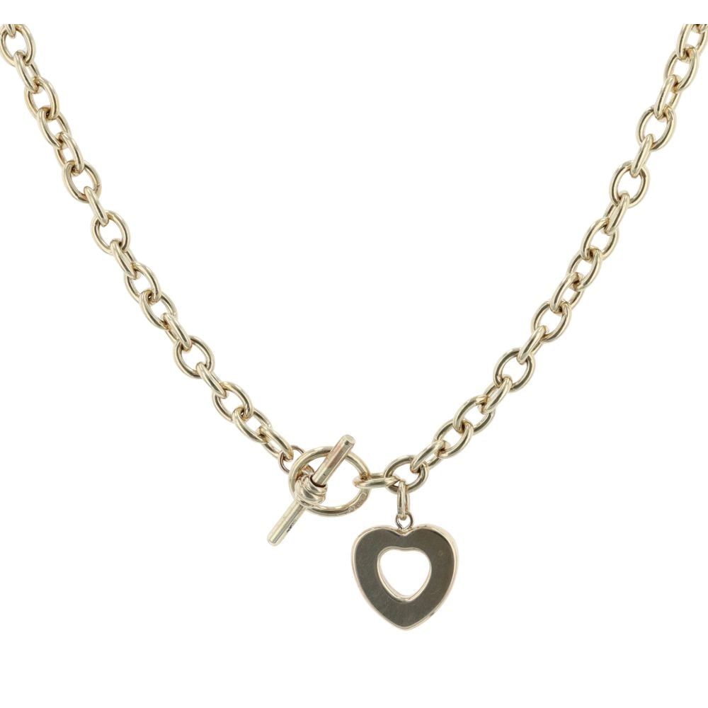 9ct Yellow Gold Belcher T-Bar And Heart Chain 18