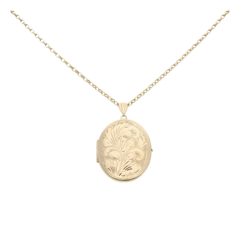 9ct Yellow Gold Locket Pendant And Chain 18"