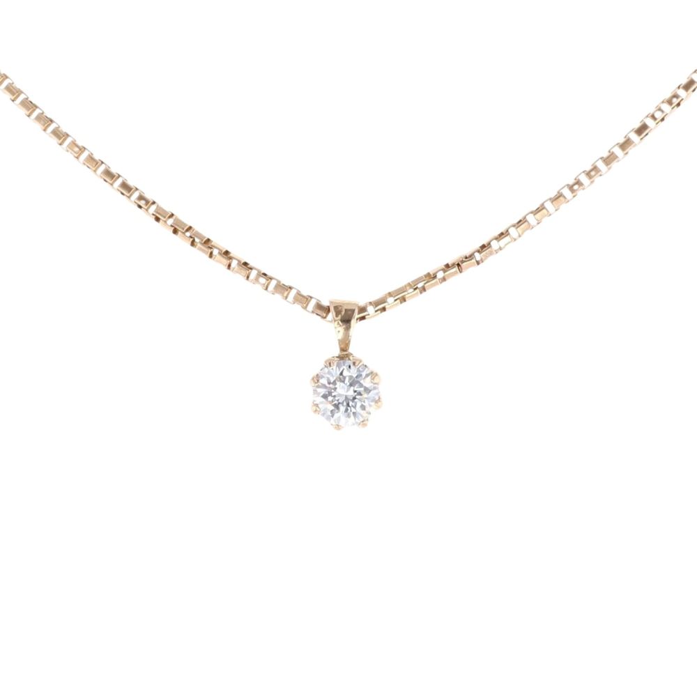 18k Yellow Gold Plated Cubic Zirconia Necklace - Charm Pendant, Lab-Created, Gift Ready