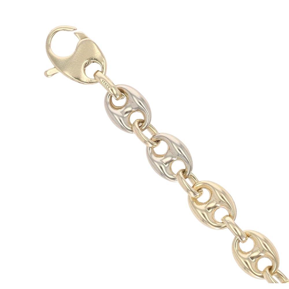 9ct Yellow White and Rose Gold Button Bracelet 7"