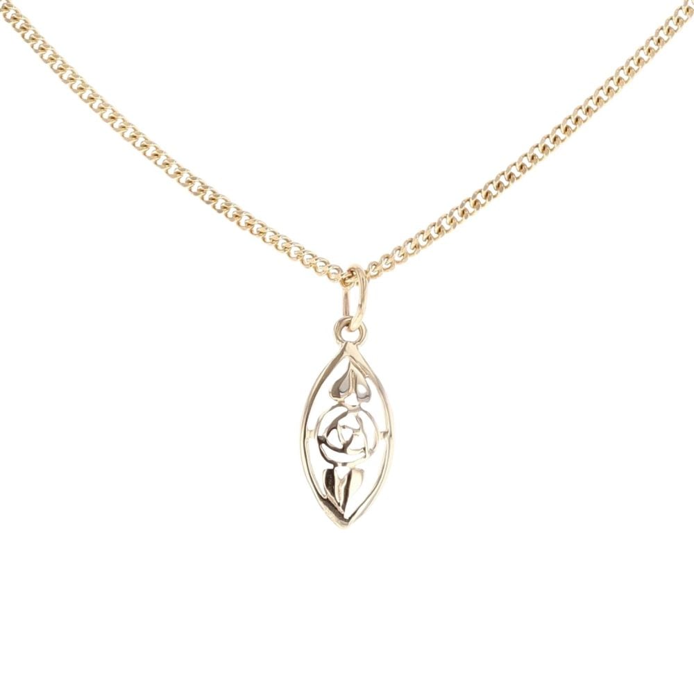 9ct Yellow Gold Fancy Pendant And Chain 16"