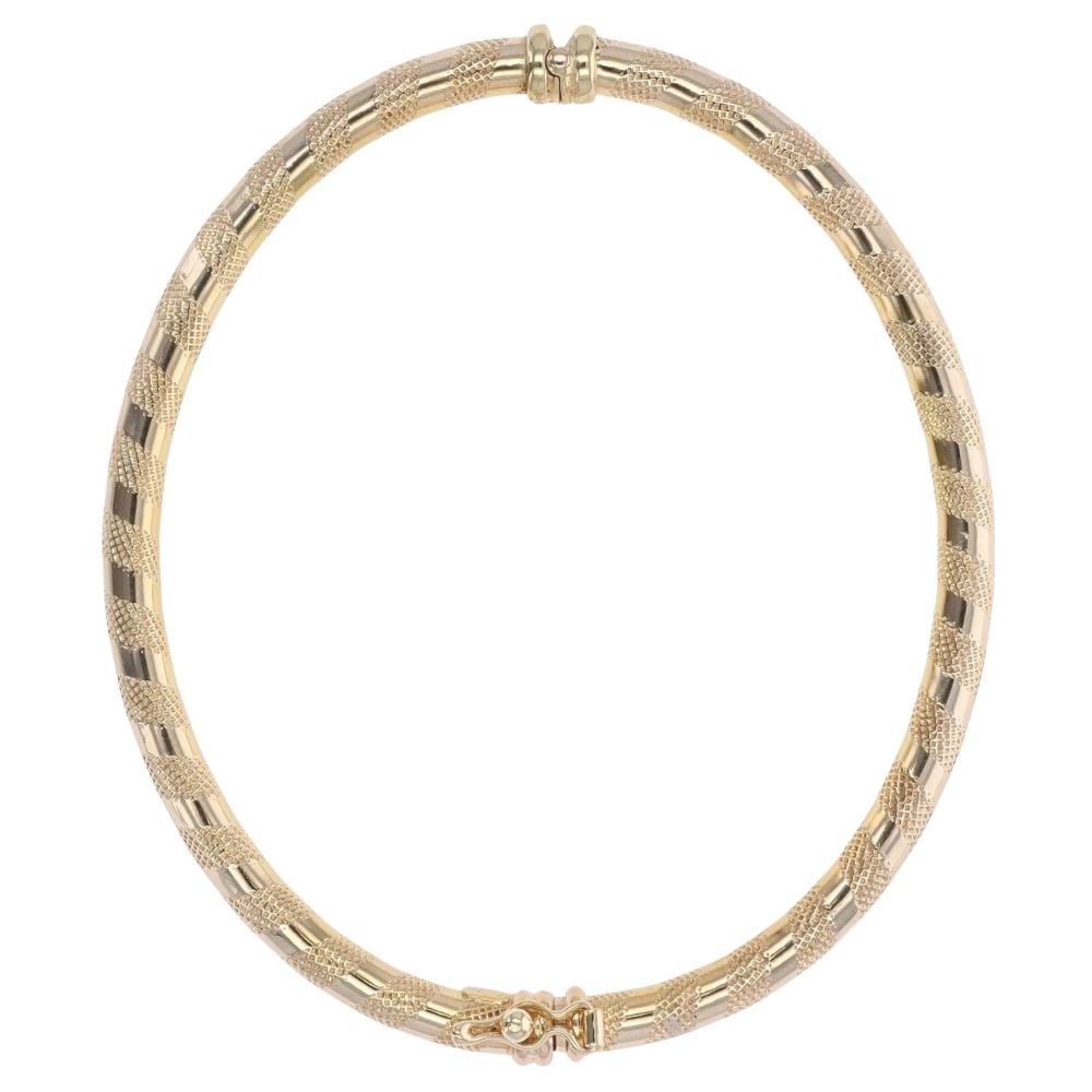 9ct Yellow Gold Patterned Hinged Bangle