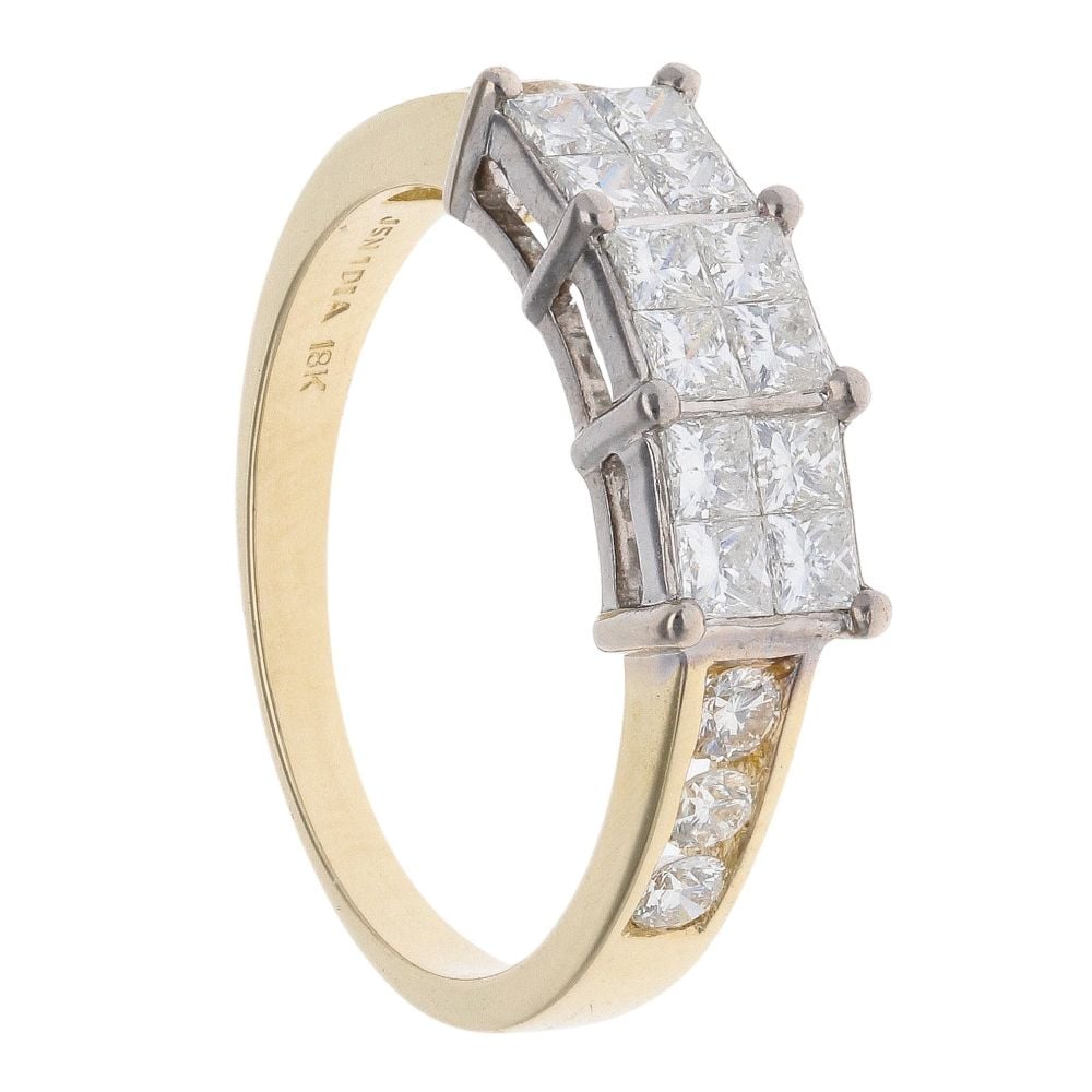 18ct Yellow Gold 1.00ct Diamond Cluster Ring