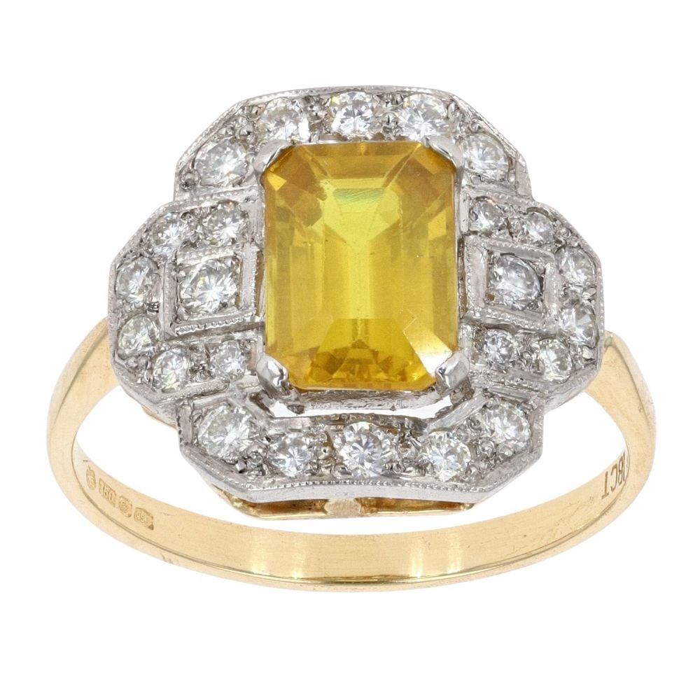 18ct Yellow Gold Yellow Sapphire And 0.50ct Diamond Ring