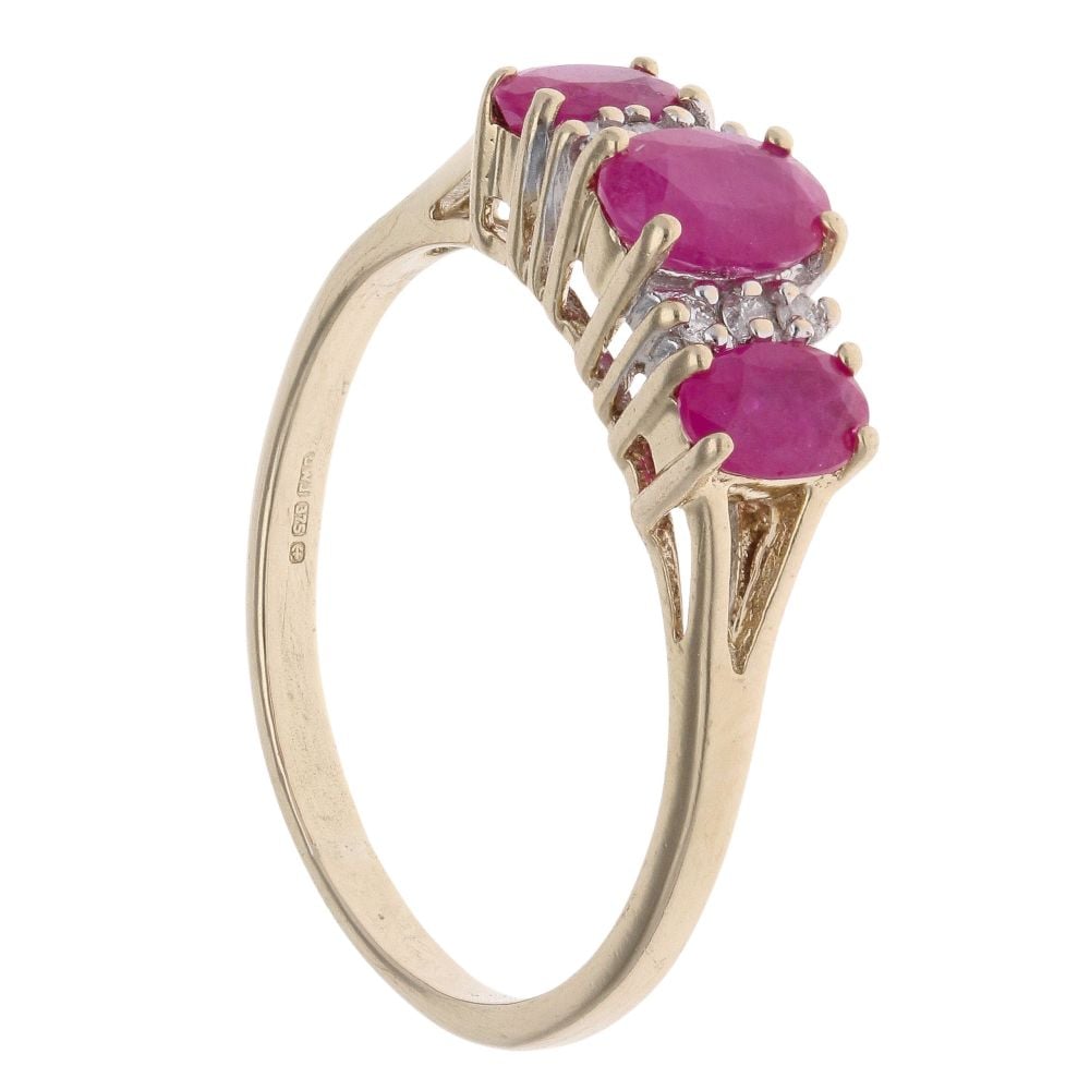 9ct Yellow Gold 0.06ct Diamond and Ruby Dress Ring