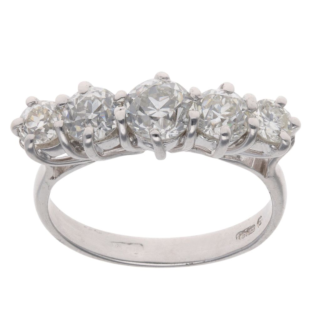 18ct White Gold 1.65ct Brilliant Cut Diamond Five Stone Ring ...