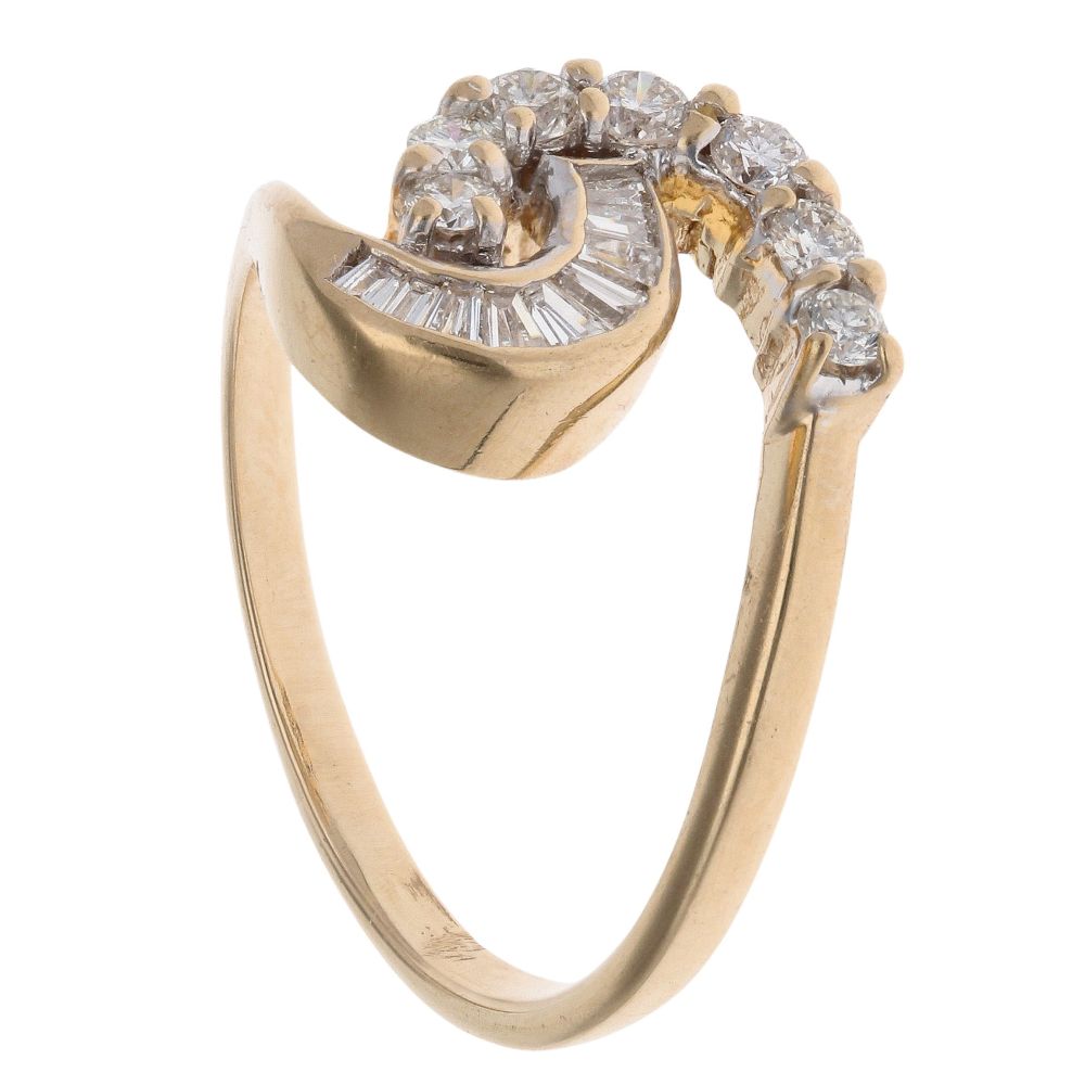 18ct Yellow Gold 0.50ct Brilliant And Baguette Cut Diamond Fancy Ring ...