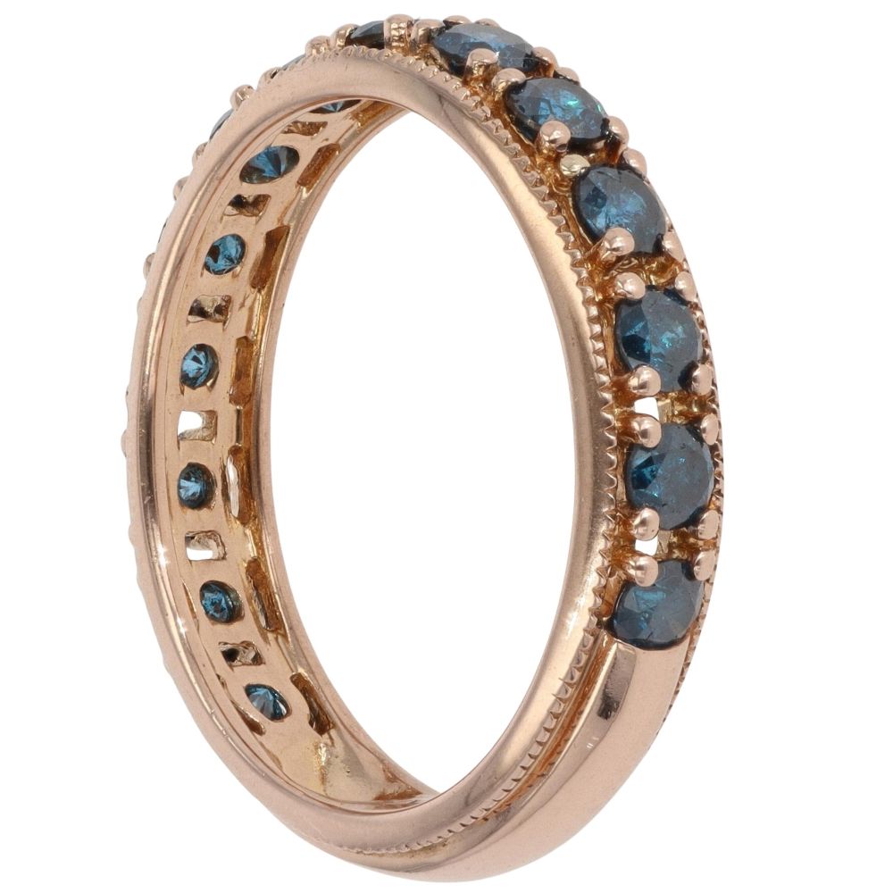 18ct Rose Gold 0.90ct Blue Diamond Eternity Ring