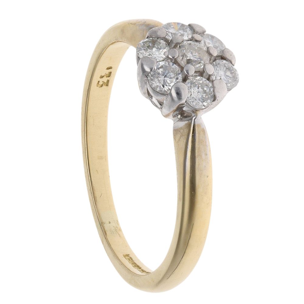 18ct Yellow Gold 0.33ct Brilliant Cut Diamond Cluster Ring
