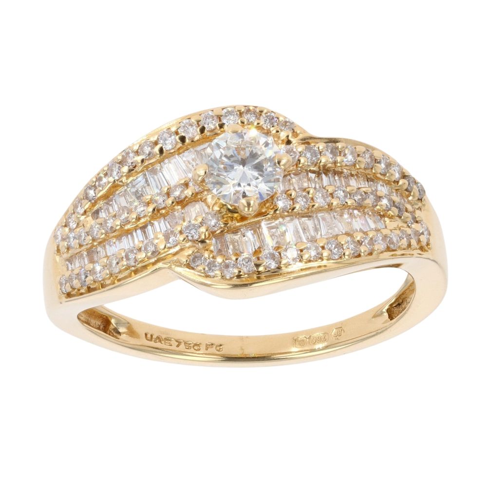 18ct Yellow Gold 1.00ct Baguette And Brilliant Cut Diamond Fancy Ring ...