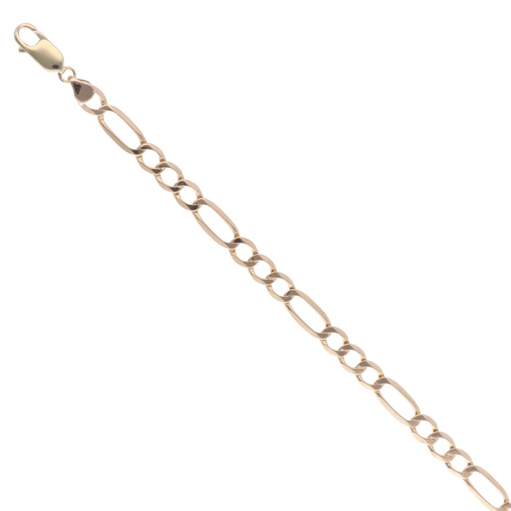 9ct Yellow Gold Ladies Figaro Curb Bracelet 4.5mm – UK Hallmarked 7.5 Inch