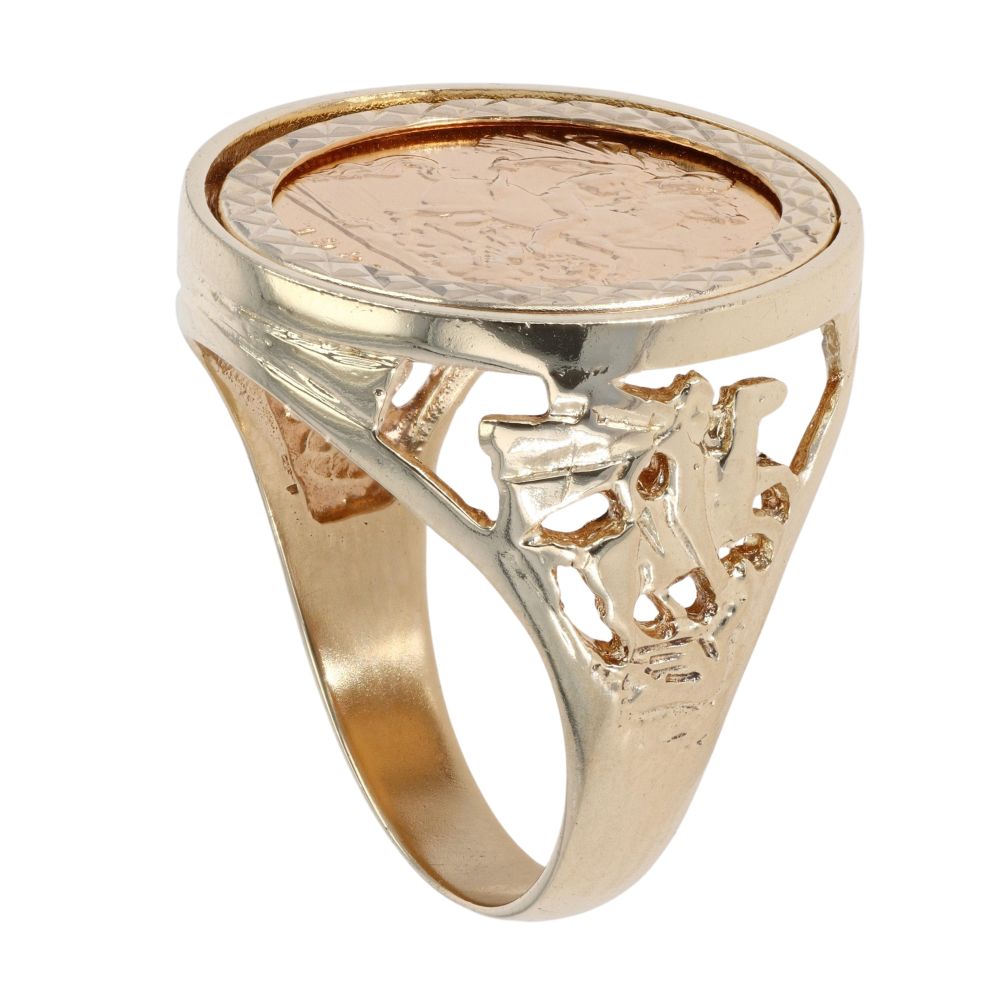 9ct Yellow Gold 1982 Elizabeth Half Sovereign Coin Ring ...