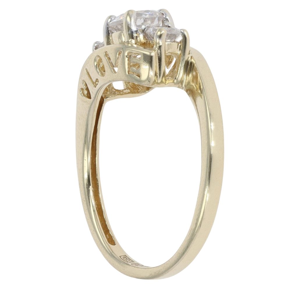 9ct Yellow Gold Cubic Zirconia Three Stone Twist Ring