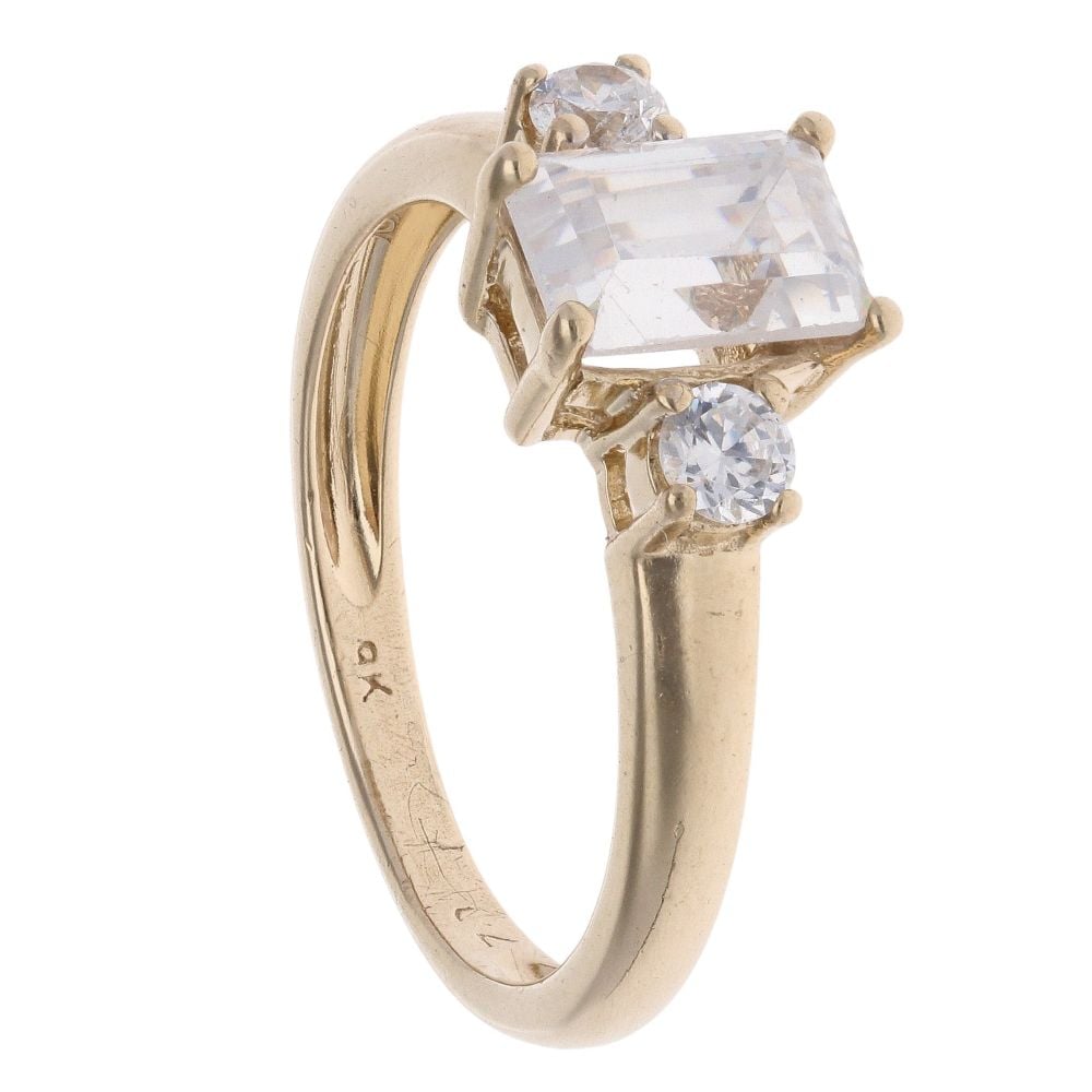 9ct Yellow Gold Cubic Zirconia Three Stone Ring