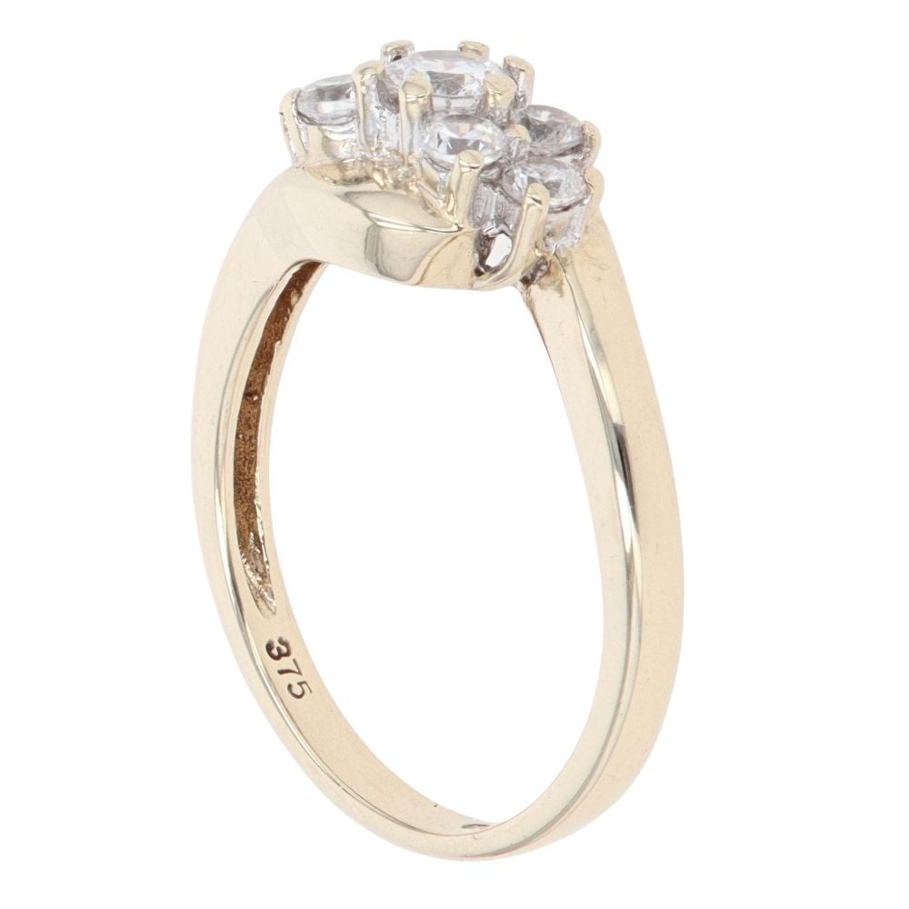 9ct Yellow Gold Cubic Zirconia Cluster Ring