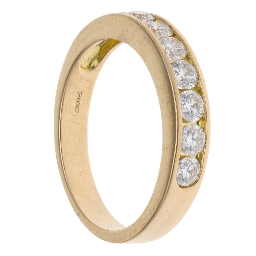 18ct Yellow Gold 0.75ct Brilliant Cut Diamond Half Eternity Ring