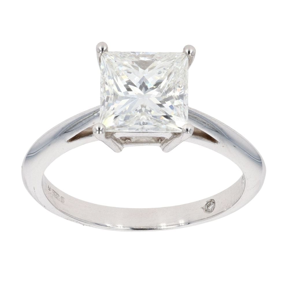 18ct White Gold 2.00ct Princess Cut Diamond Solitaire Ring