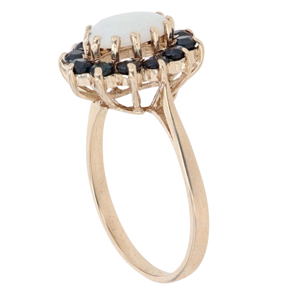 9ct Yellow Gold Opal And Sapphire Cluster Ring