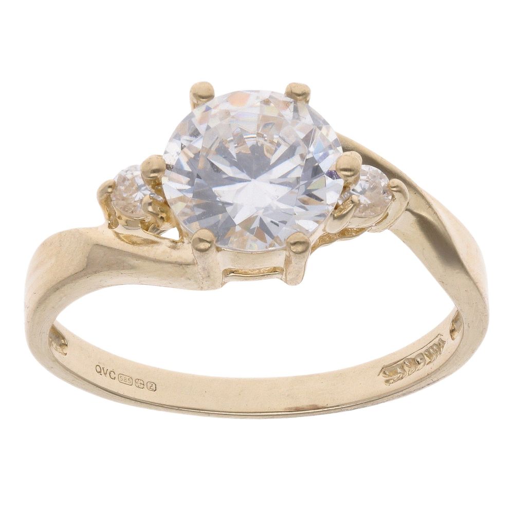 14ct Yellow Gold Cubic Zirconia Three Stone Ring RAMS999367331006 ...