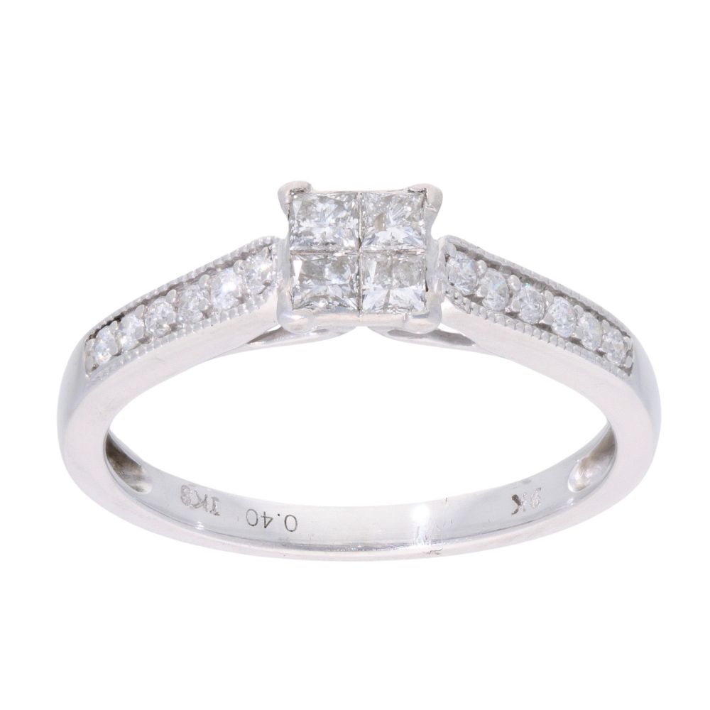 9ct White Gold 0.40ct Diamond Cluster Ring
