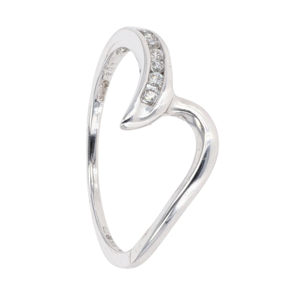 18ct White Gold 0.06ct Diamond Fancy Wave Ring