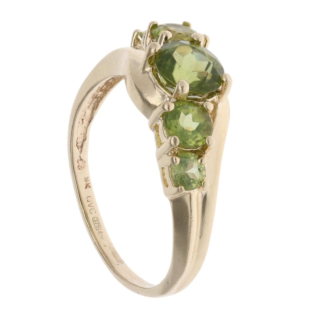 9ct Yellow Gold Peridot Five Stone Twist Ring