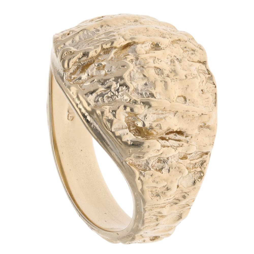9ct Yellow Gold Textured Signet Ring
