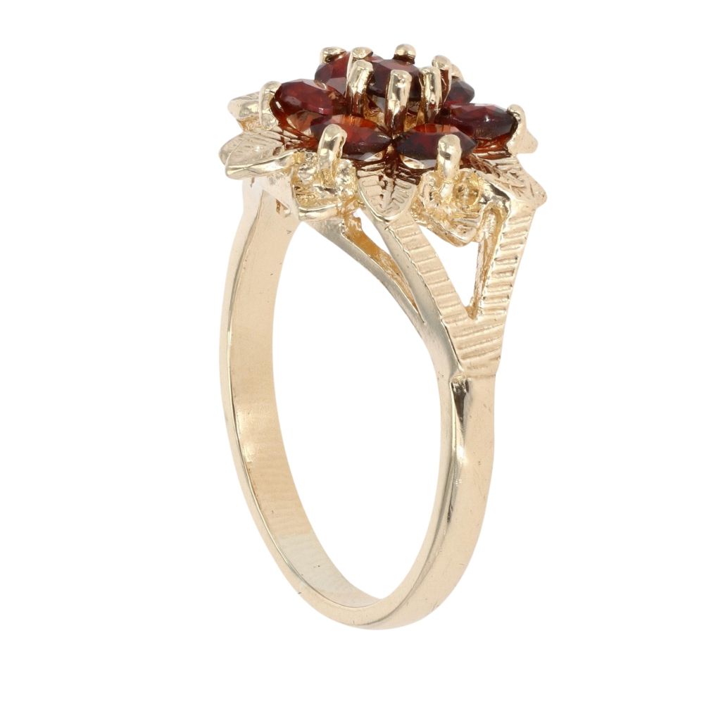 9ct Yellow Gold Garnet Cluster Ring RAMS123311105012 | Ramsdens Jewellery