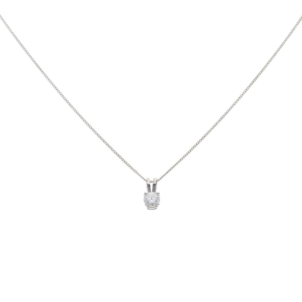18ct White Gold 0.35ct Brilliant Cut Diamond Solitaire Pendant And Chain 18"