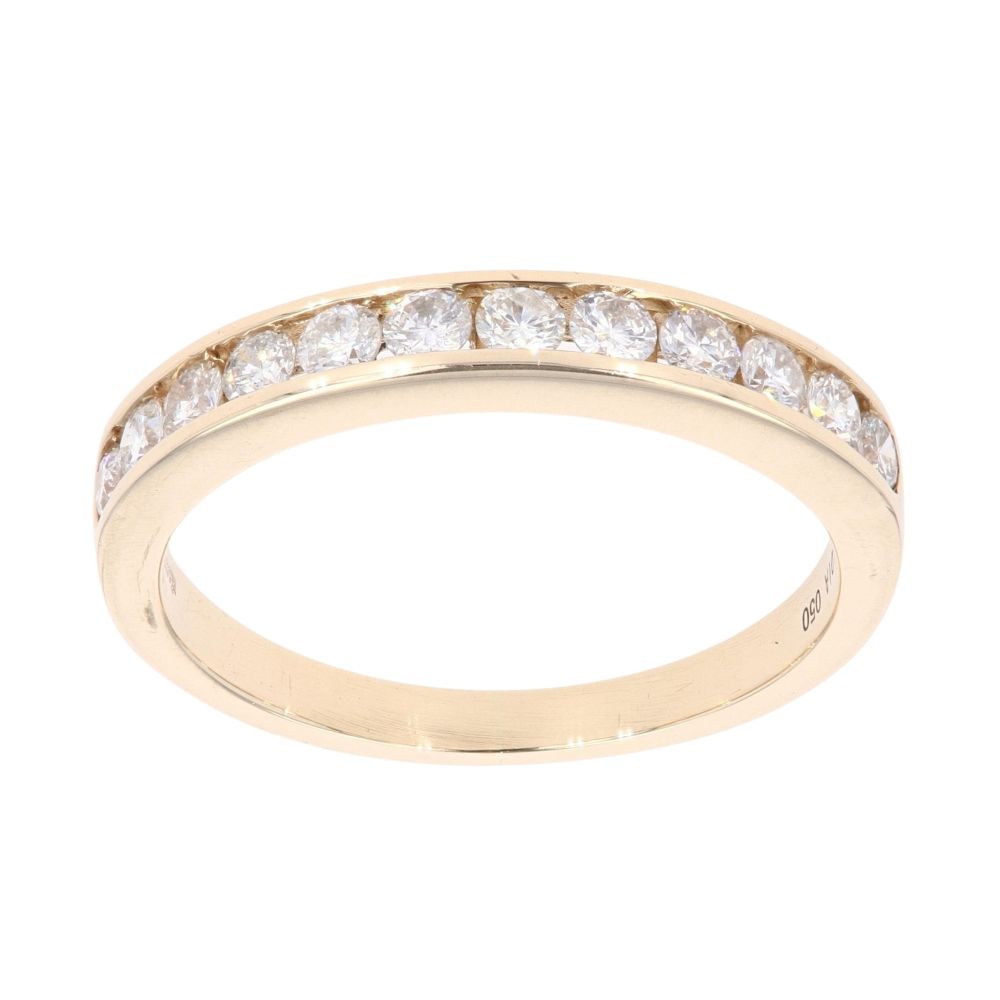 9ct Yellow Gold 0.25ct Simulated Diamond Full Eternity Wedding Ring – Size P, Channel Set