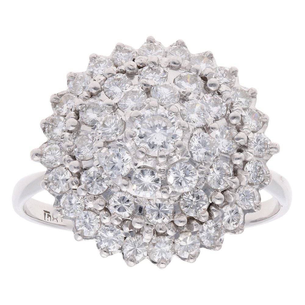 18ct White Gold 1.50ct Brilliant Cut Diamond Cluster Ring