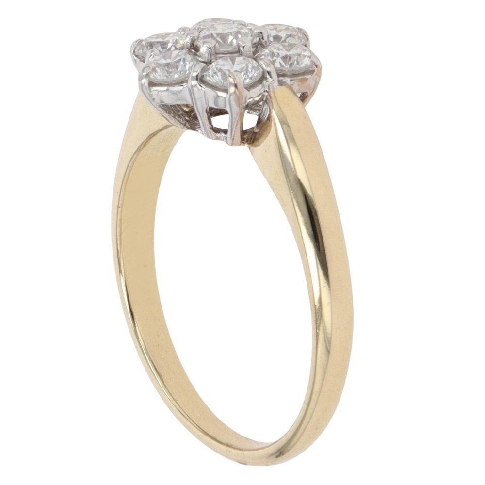 18ct Yellow Gold 0.90ct Brilliant Cut Diamond Cluster Ring