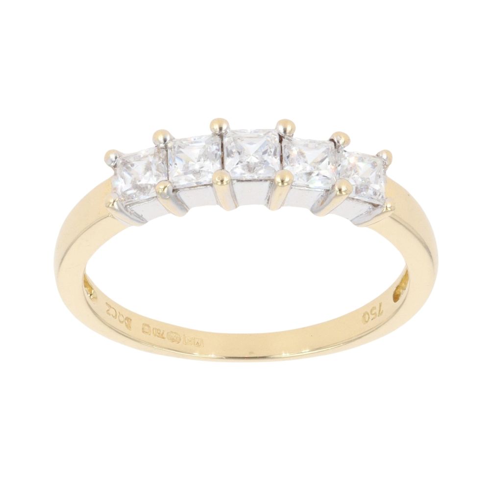 18ct Yellow Gold Cubic Zirconia Five Stone Ring