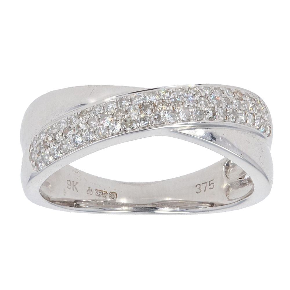 9ct White Gold 0.29cts Diamond Crossover Ring by Anya Belle