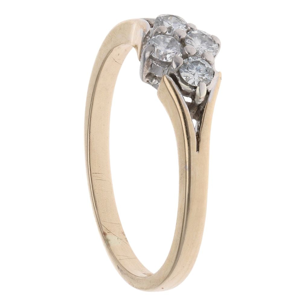 9ct Yellow Gold 0.20ct Brilliant Cut Diamond Cluster Ring