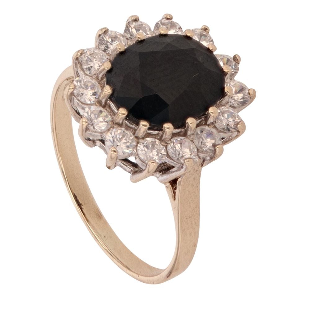 9ct Yellow Gold Cubic Zirconia and Sapphire Cluster Ring