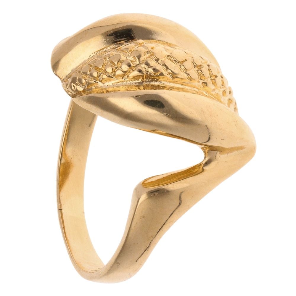 18ct Yellow Gold Abstract Patterned Wave Ring