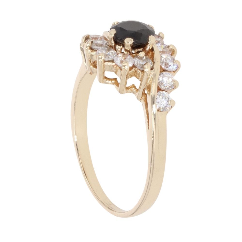 9ct Yellow Gold Sapphire And Cubic Zirconia Cluster Ring