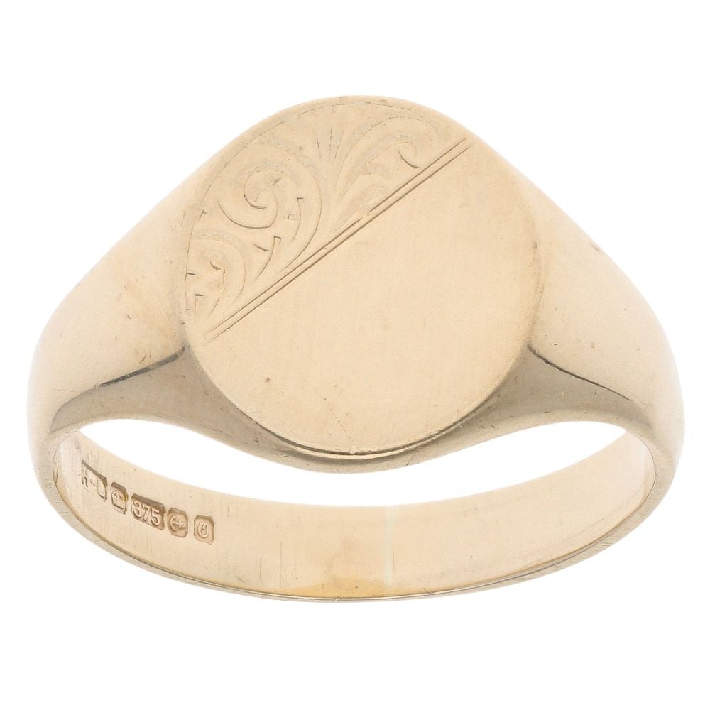 9ct Yellow Gold Filigree Patterned Signet Ring