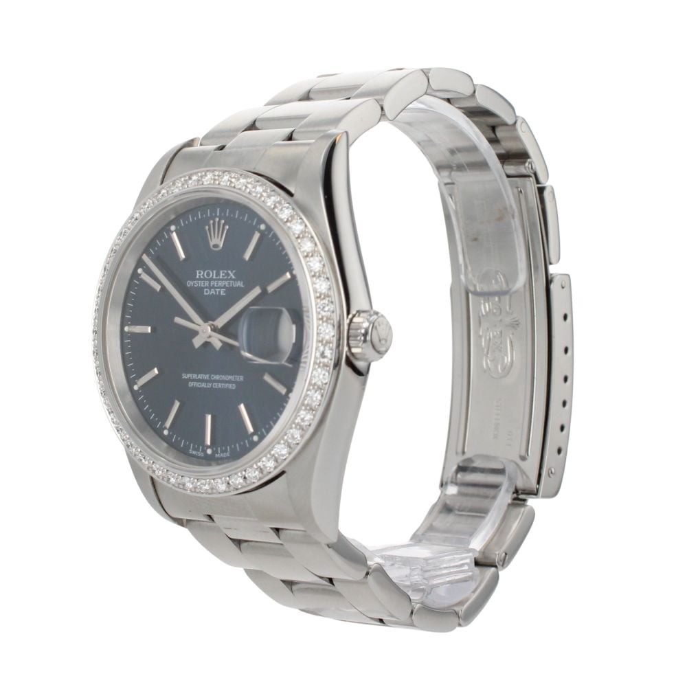 Rolex Custom Oyster Perpetual Date Pre Owned Watch Ref 15210