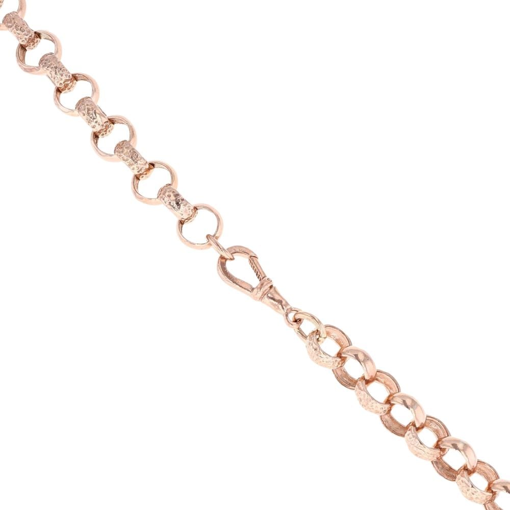 9ct Rose Gold Patterned And Plain Belcher T-Bar Chain 24"