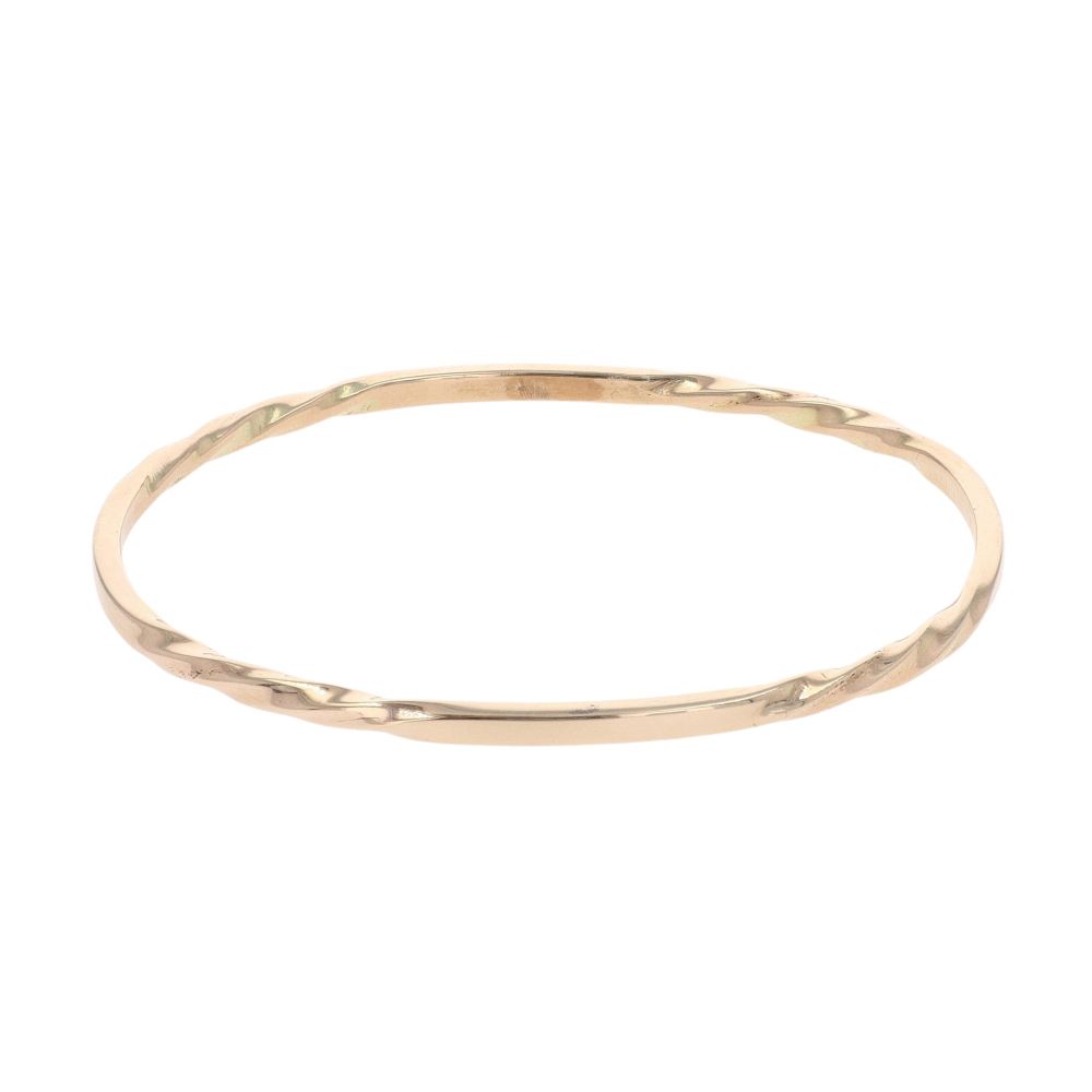 9ct Yellow Gold Organic Twist Bangle 60mm