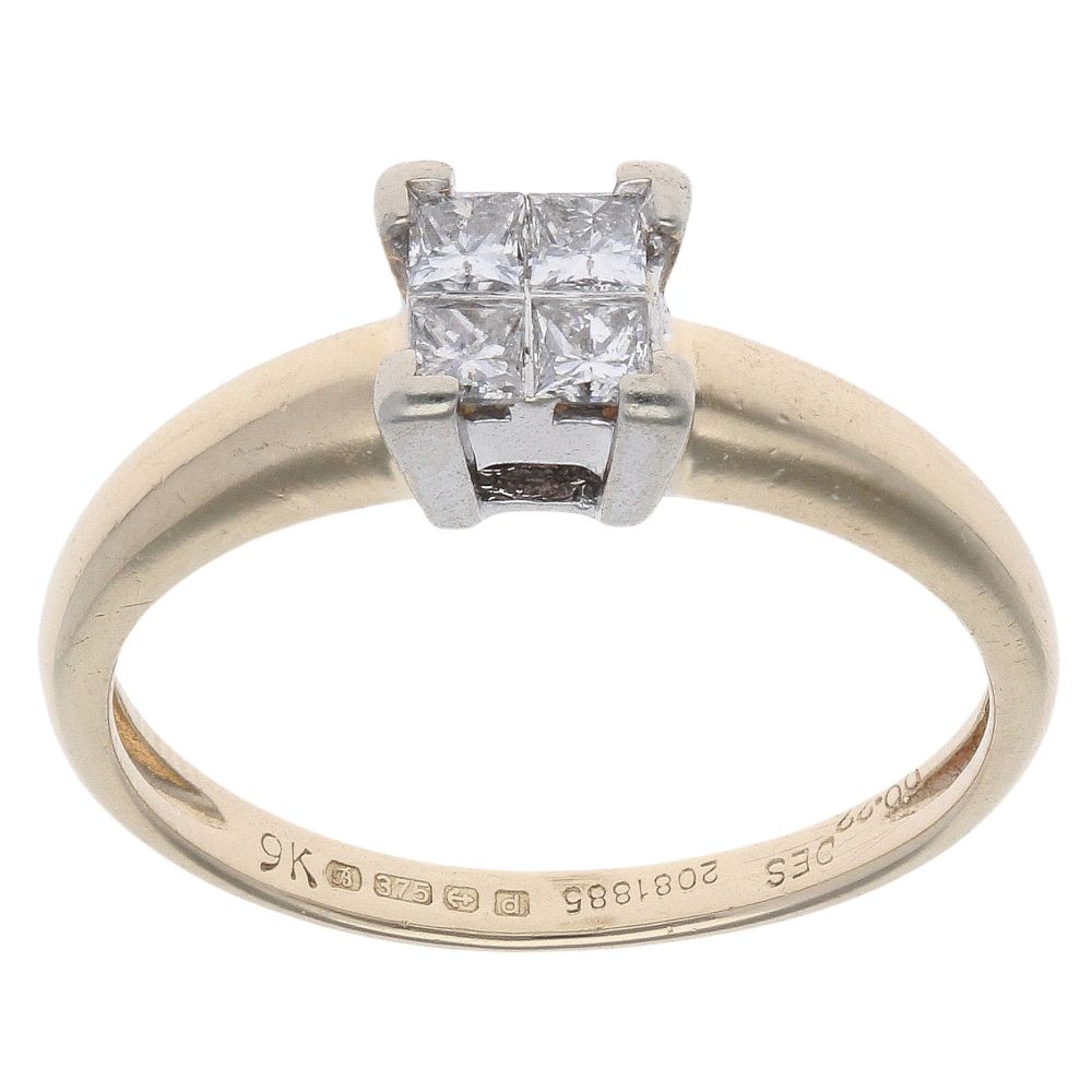 0.50ct Diamond Cluster Engagement Ring In 9ct Yellow Gold main image 1