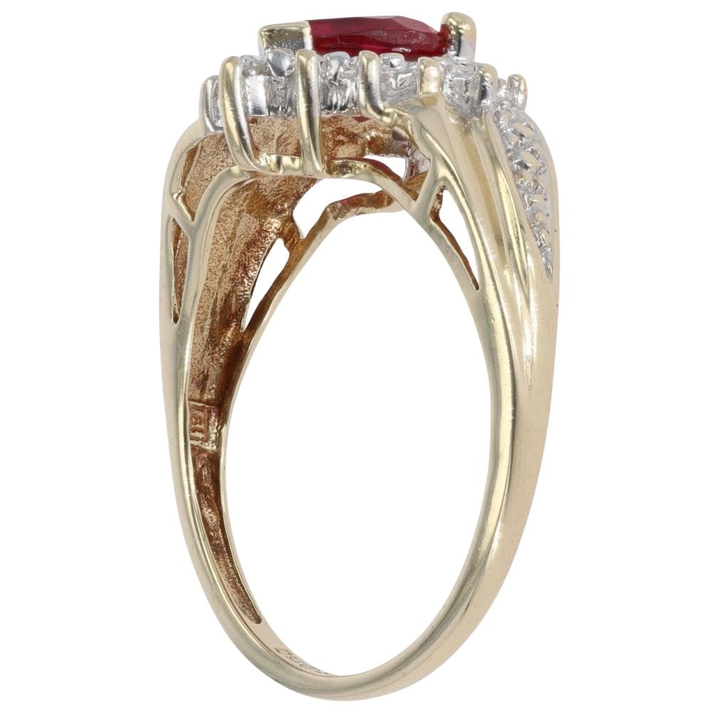 9ct Yellow Gold 0.01ct Diamond and Ruby Heart Ring