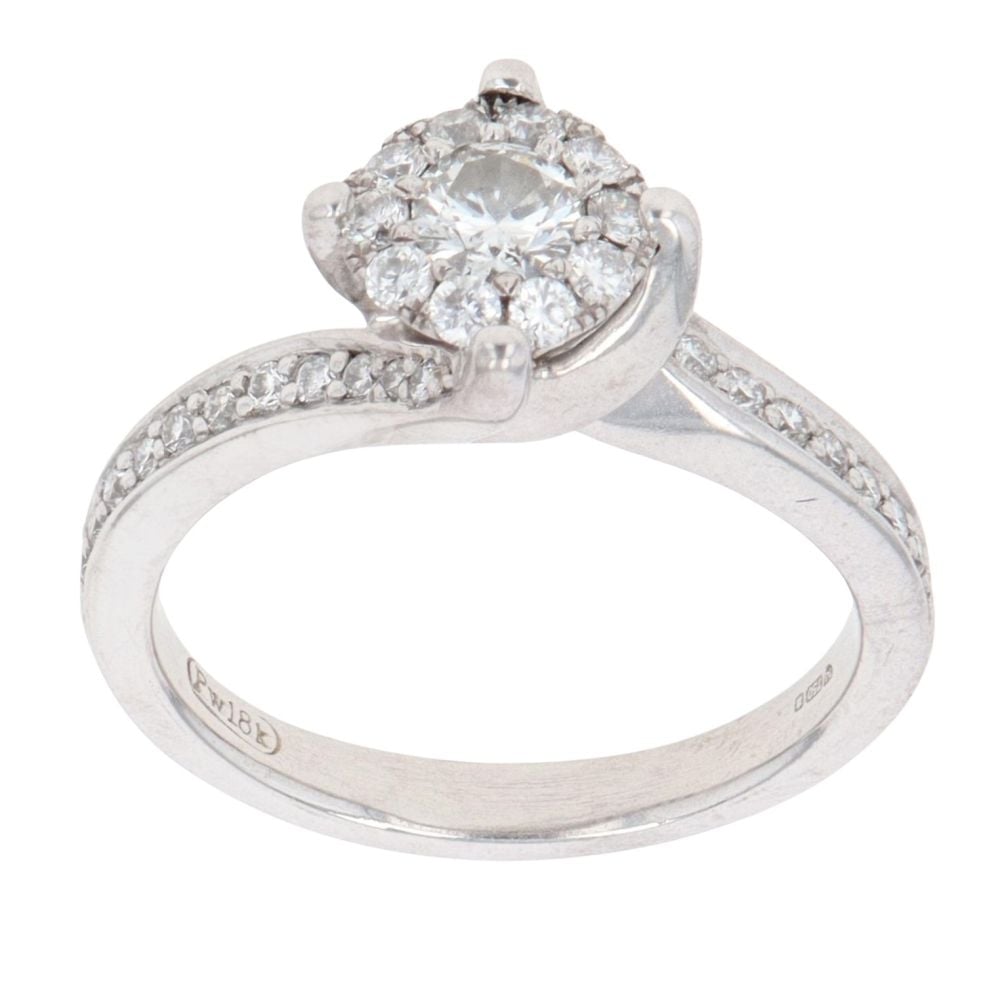 18ct White Gold 0.65ct Brilliant Cut Diamond Cluster Ring