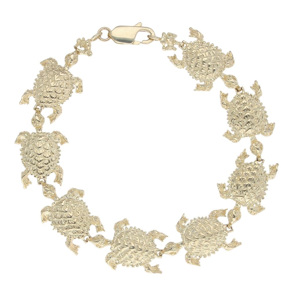 14ct Yellow Gold Turtle Bracelet 7"
