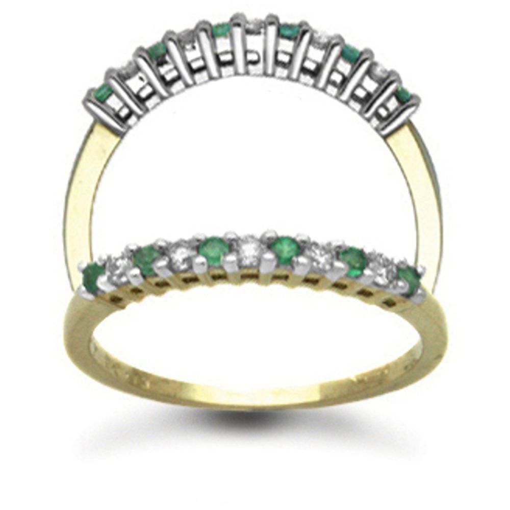 9 Carat Yellow Gold 0.25pts Emerald And Diamond Half Eternity Ring ...